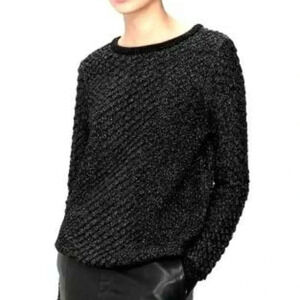 & OTHER STORIES Women's Wool Metallic Crew Neck Sweater Size XS Black Shimmer